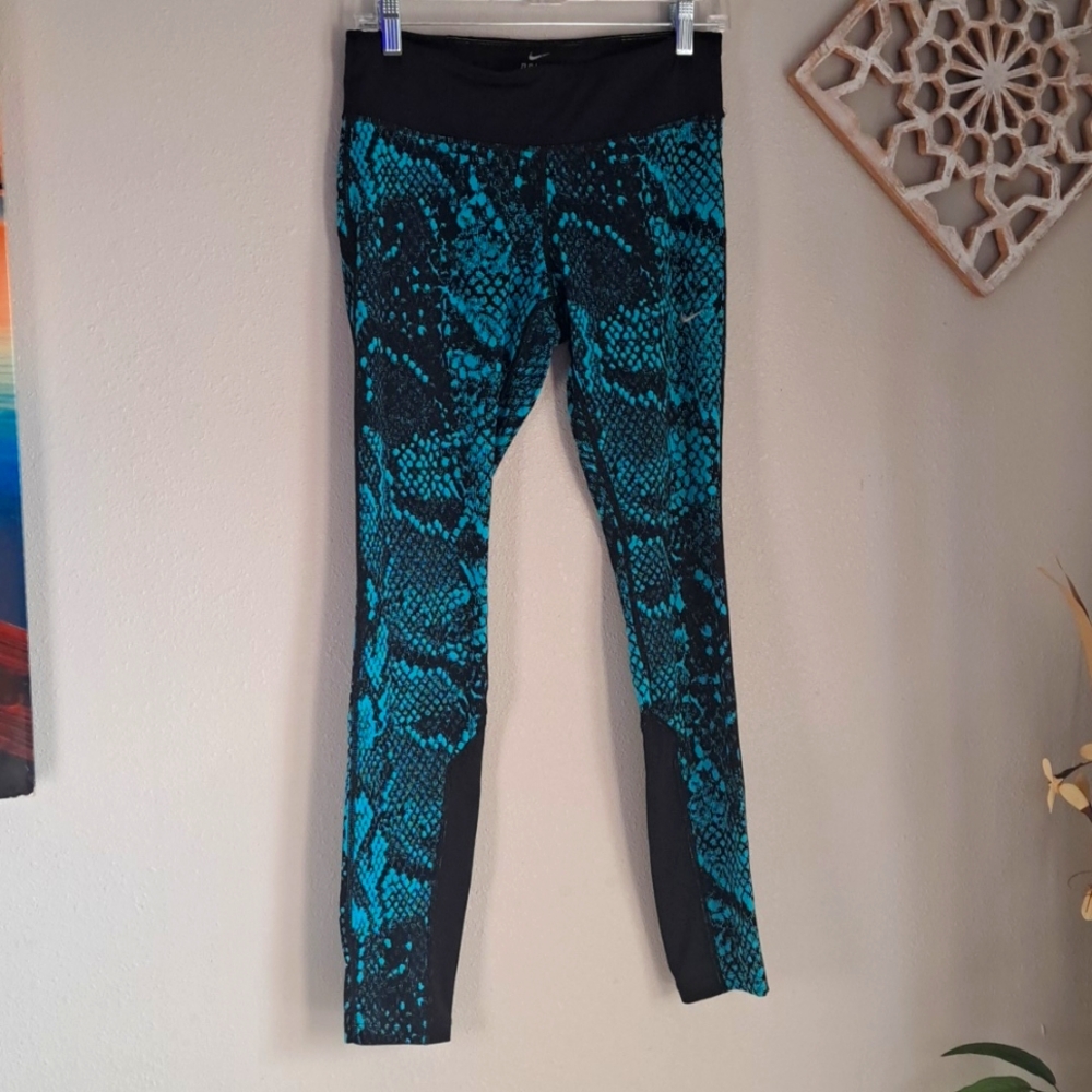 Nike Epic Lux Tight Python Black and Blue Leggings - Picture 1 of 13